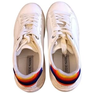 Steve Madden Charlie/Char White Rainbow Heel Sneakers Size 8.5 M